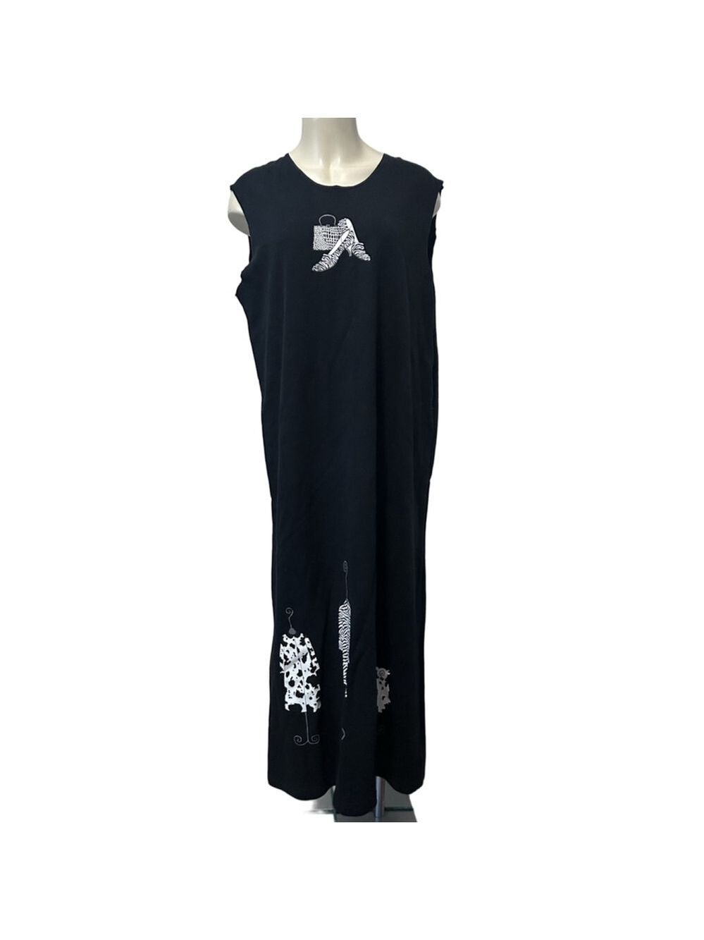 CITE Black Animal Print Maxi Dress Women’s Large Cotton Sleeveless